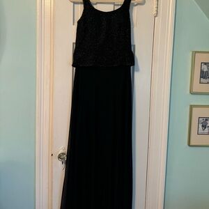 Black full length skirt with illusion overlay-size 8